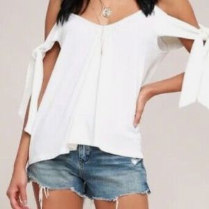 Free People Boho Ivory White Cold Shoulder Top
